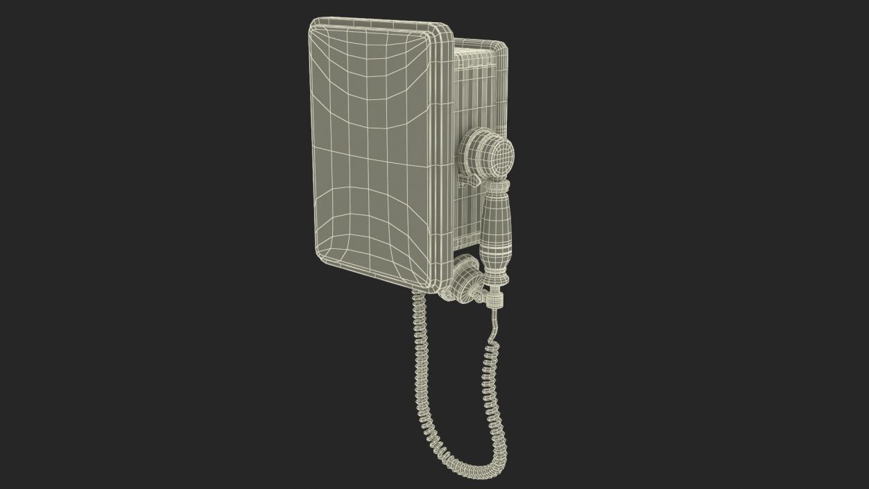 3D model Antique Wooden Phone Dark