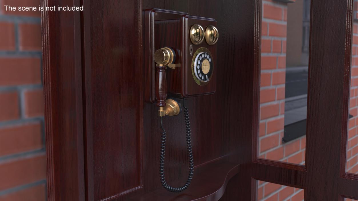 3D model Antique Wooden Phone Dark