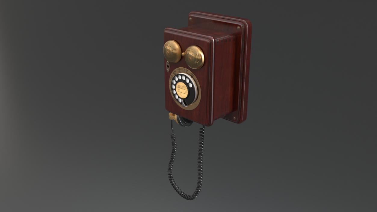 3D model Antique Wooden Phone Dark