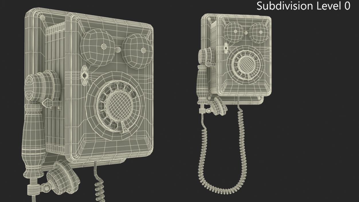 3D model Antique Wooden Phone Dark