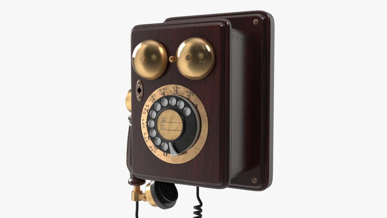 3D model Antique Wooden Phone Dark