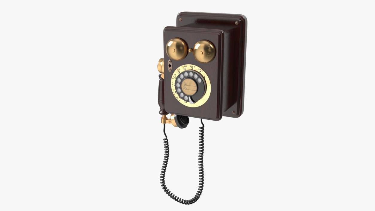 3D model Antique Wooden Phone Dark