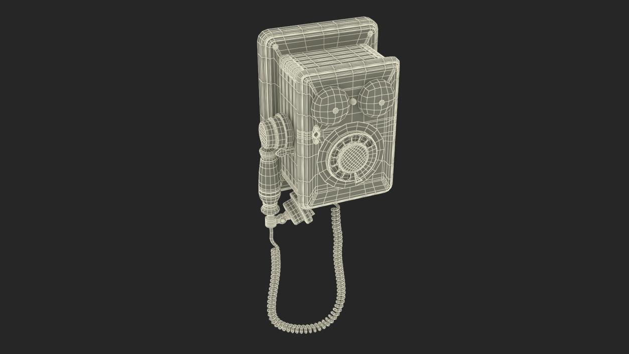 3D model Antique Wooden Phone Dark