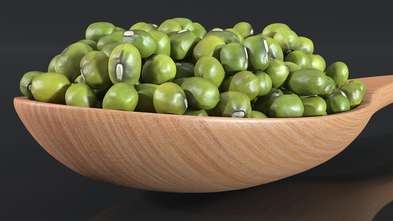 3D Mung Beans in Wooden Spoon