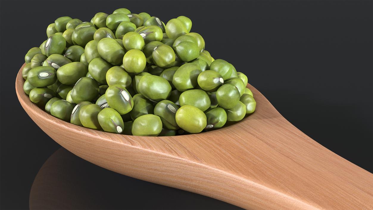 3D Mung Beans in Wooden Spoon