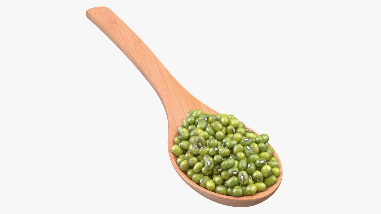 3D Mung Beans in Wooden Spoon