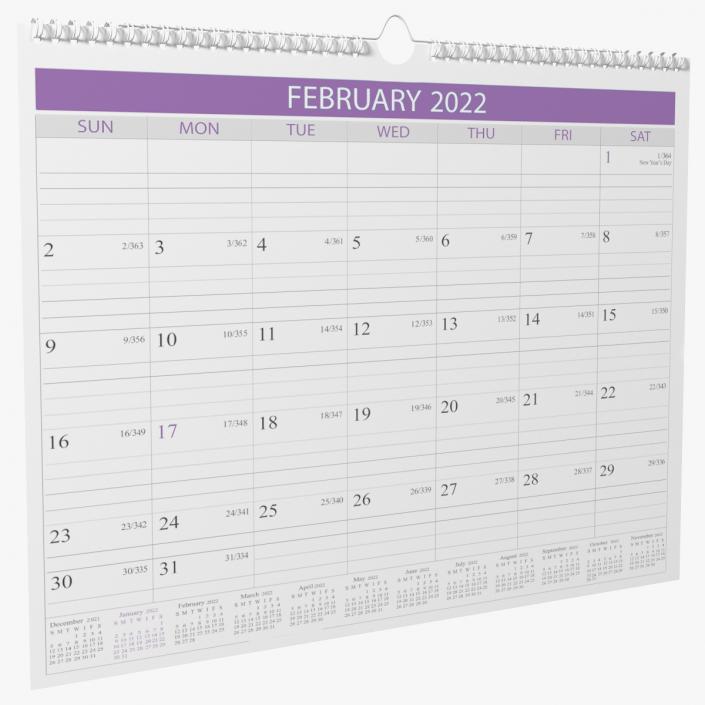 3D Monthly 2022 Wall Calendar