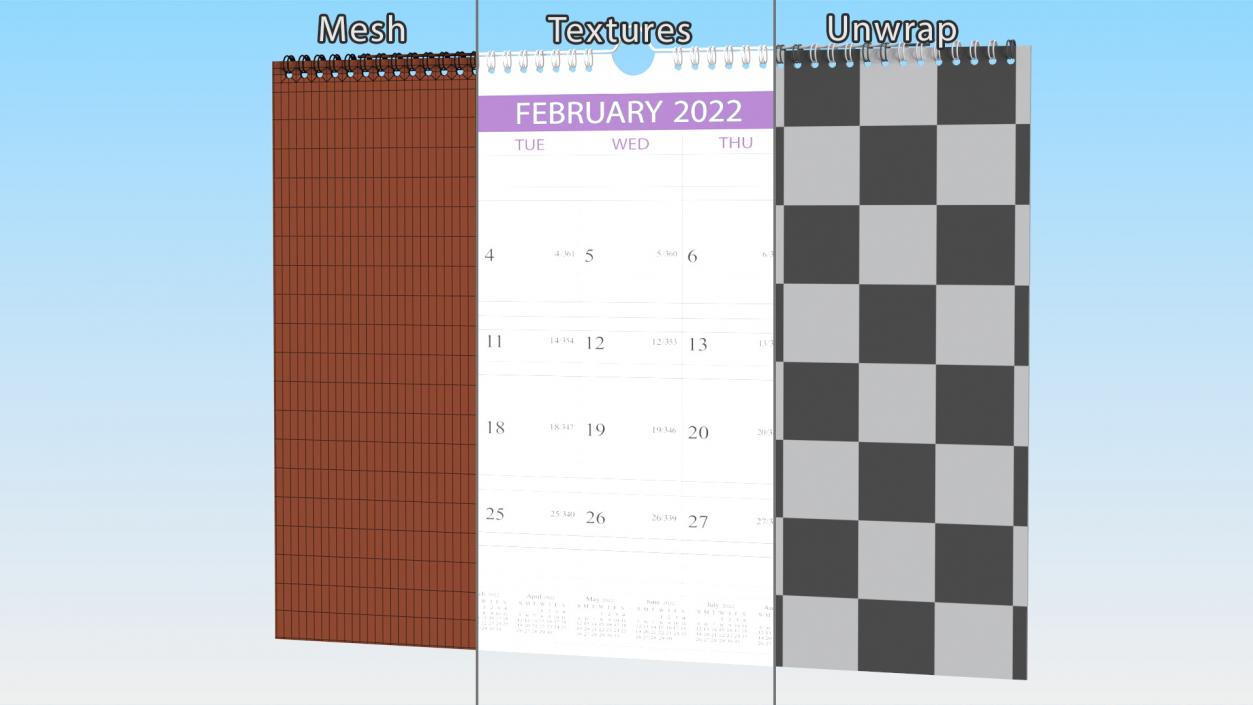 3D Monthly 2022 Wall Calendar