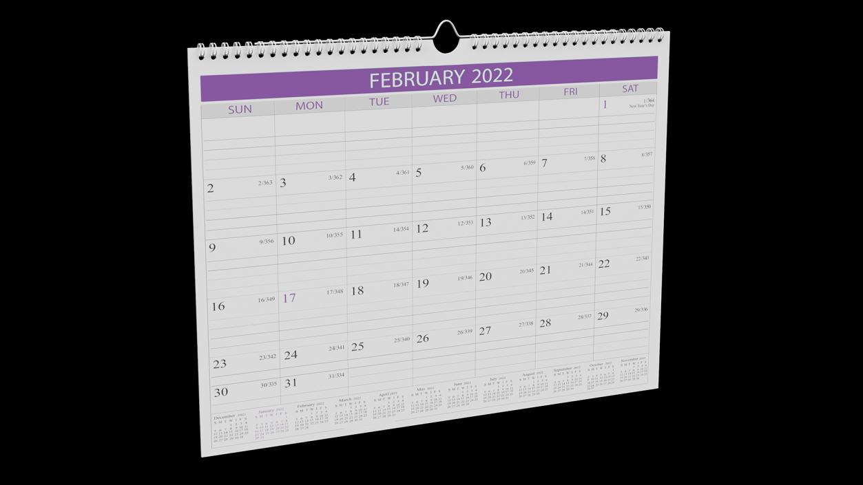 3D Monthly 2022 Wall Calendar