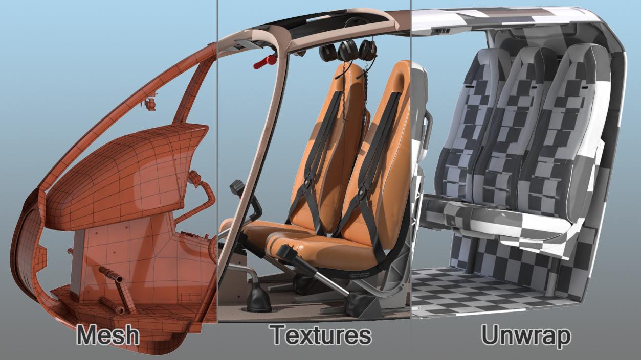 3D model Lightweight Helicopter Cockpit