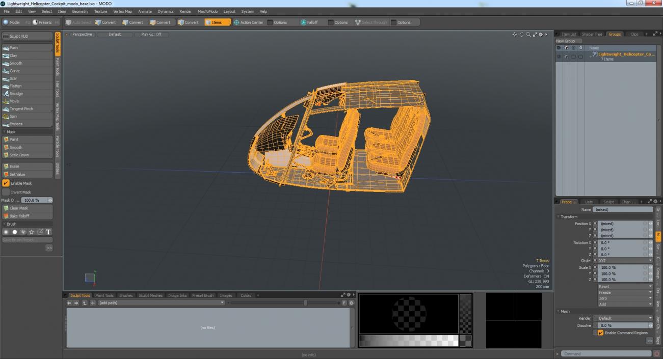 3D model Lightweight Helicopter Cockpit