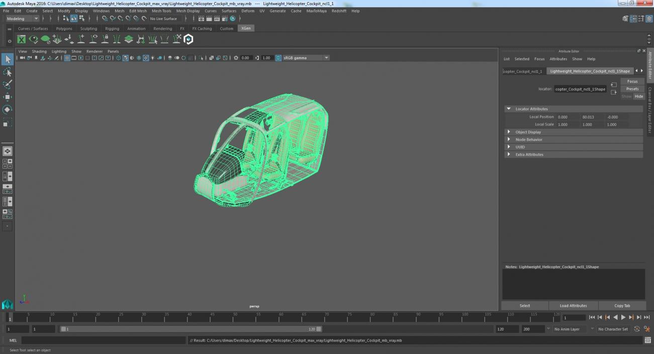 3D model Lightweight Helicopter Cockpit