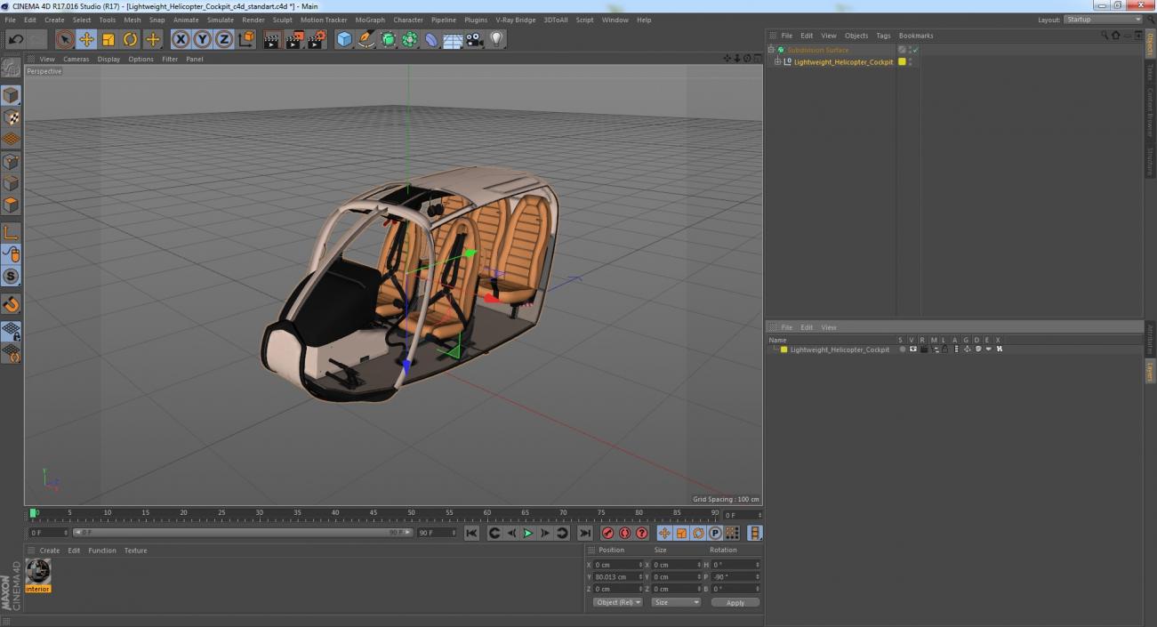 3D model Lightweight Helicopter Cockpit