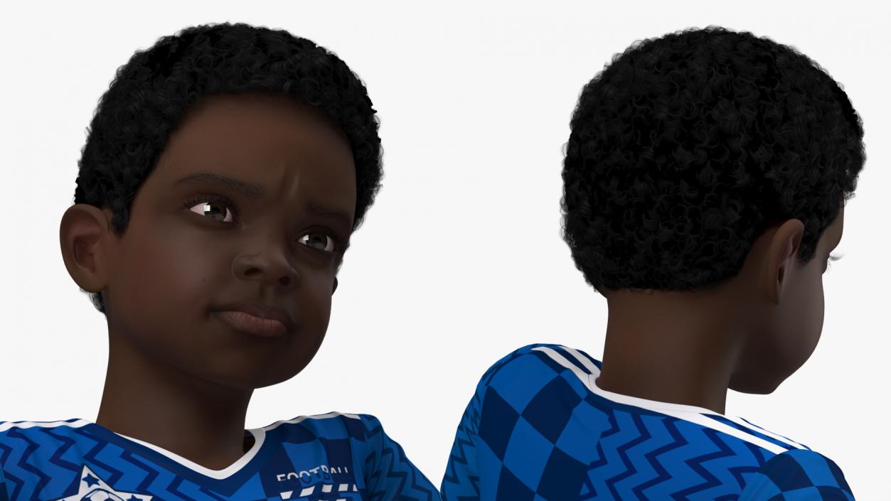 3D Black Child Boy Hitting Ball model