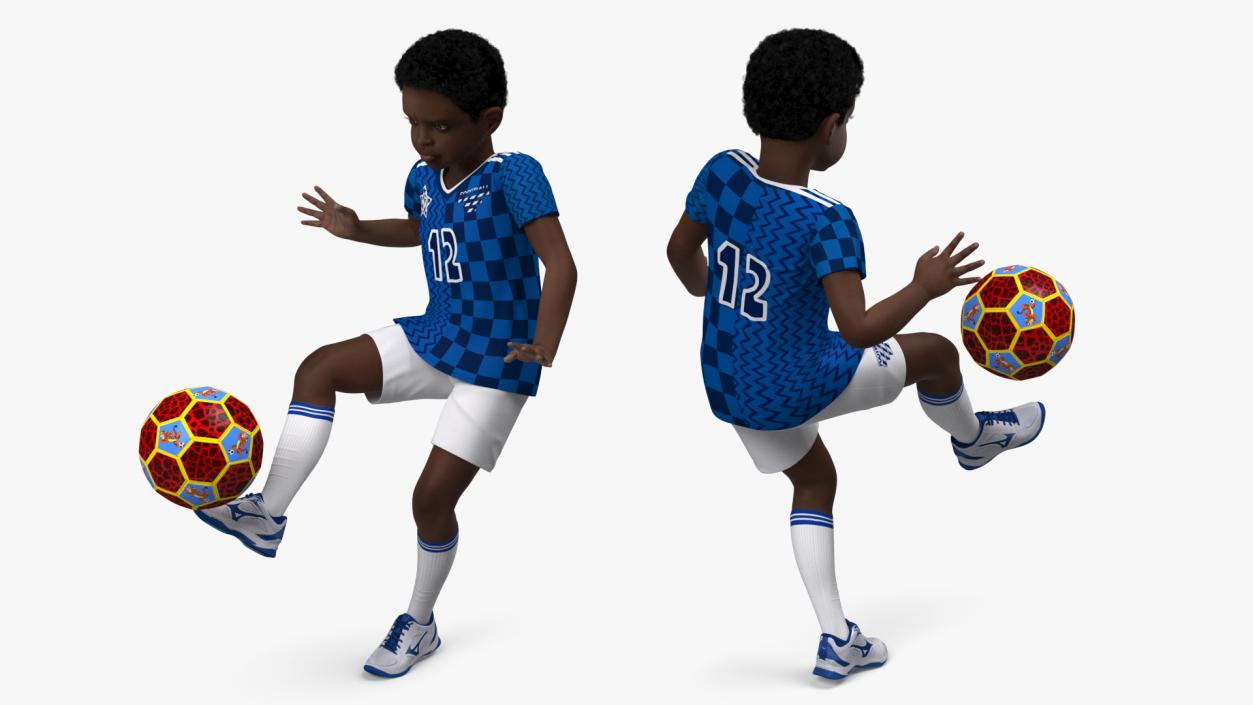 3D Black Child Boy Hitting Ball model