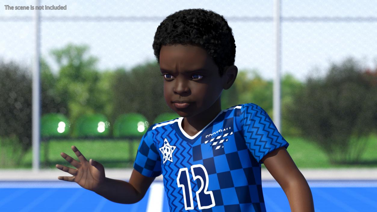 3D Black Child Boy Hitting Ball model