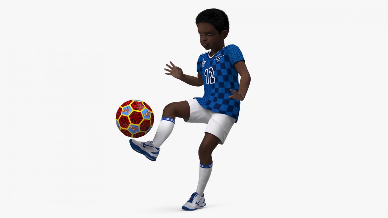 3D Black Child Boy Hitting Ball model