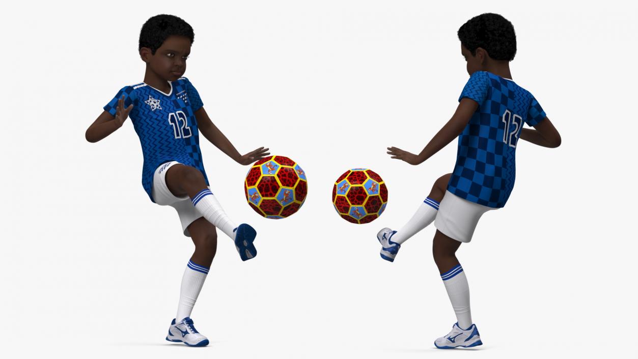 3D Black Child Boy Hitting Ball model