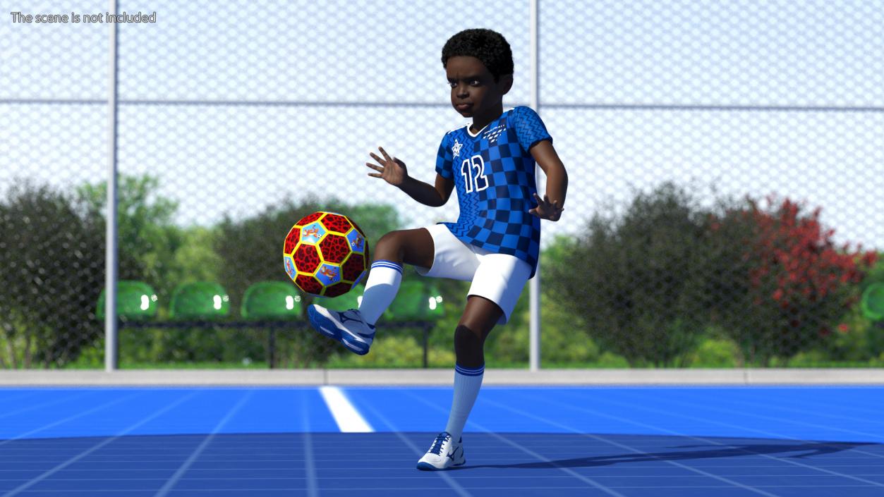 3D Black Child Boy Hitting Ball model