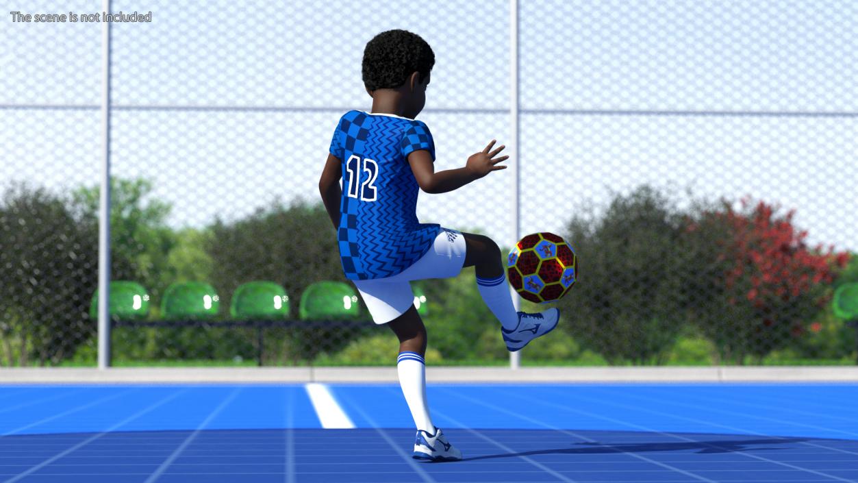 3D Black Child Boy Hitting Ball model