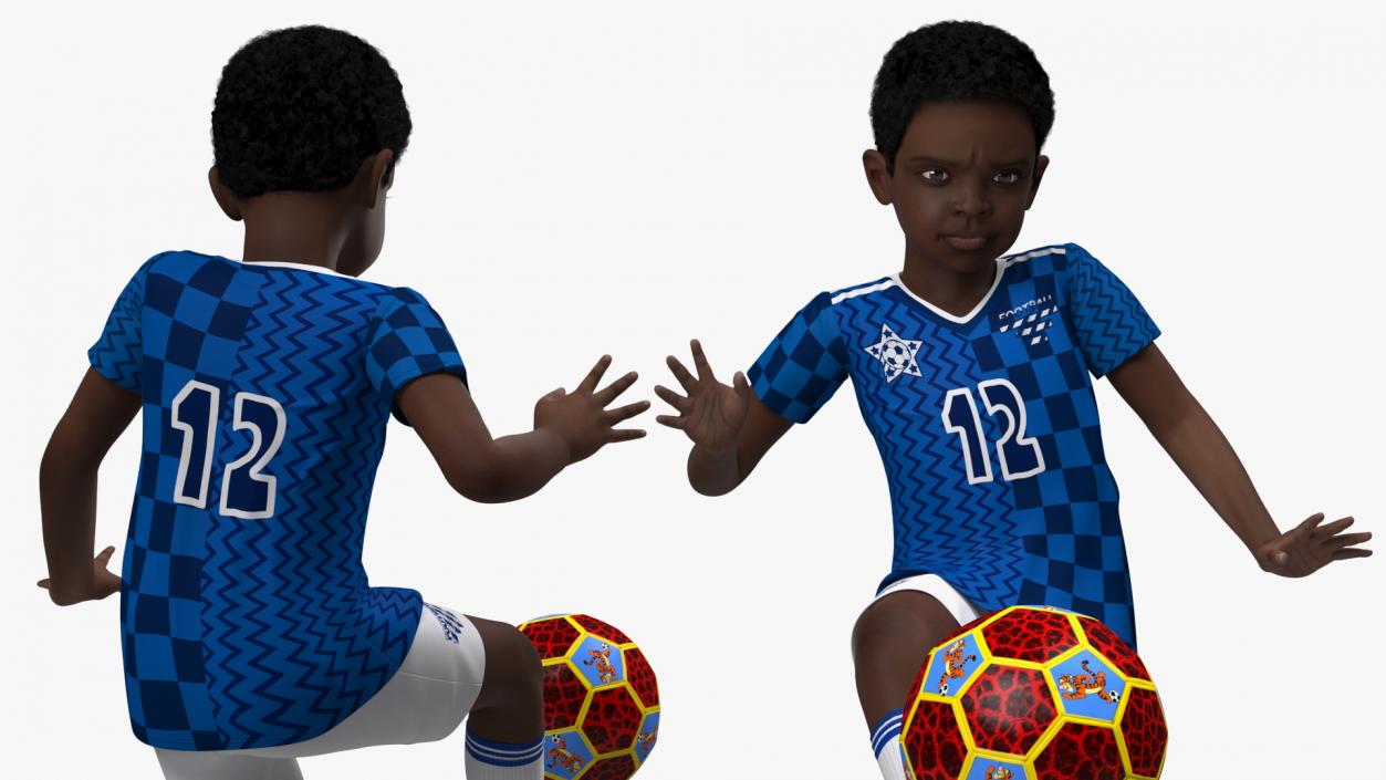 3D Black Child Boy Hitting Ball model