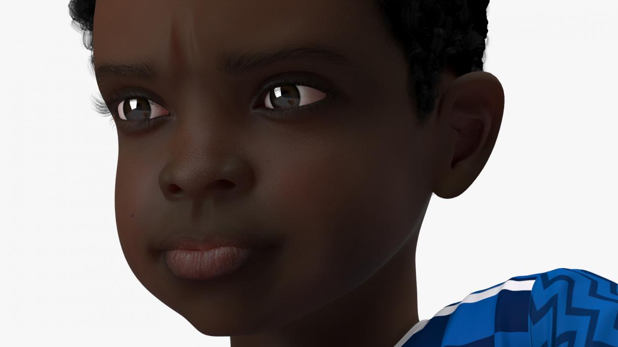 3D Black Child Boy Hitting Ball model