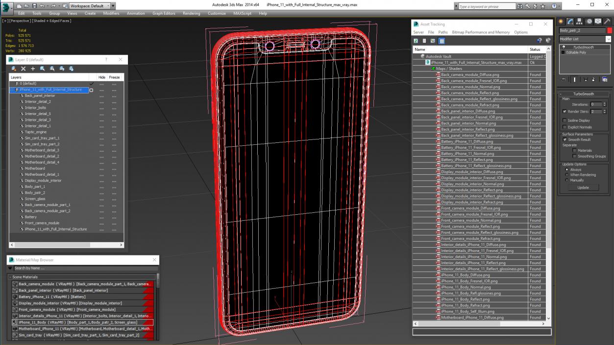 3D iPhone 11 with Full Internal Structure model