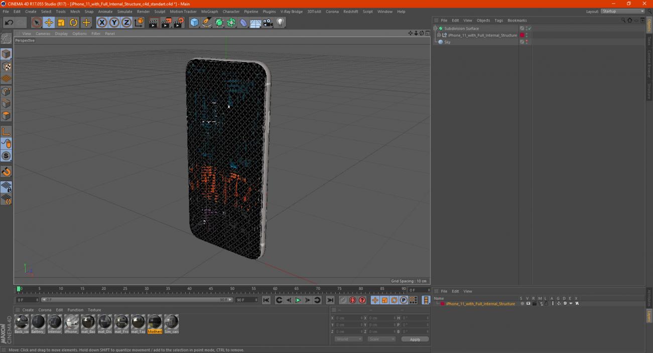 3D iPhone 11 with Full Internal Structure model