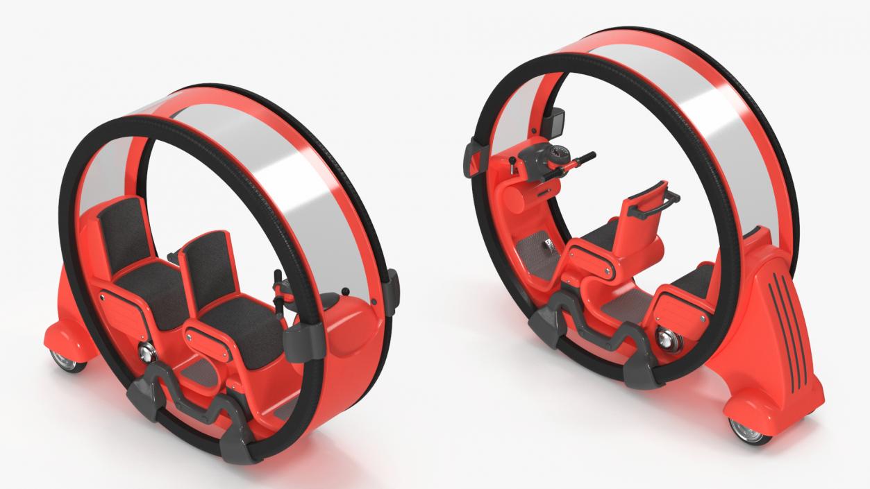 3D Futuristic Personal Vehicle Tube Red Rigged model