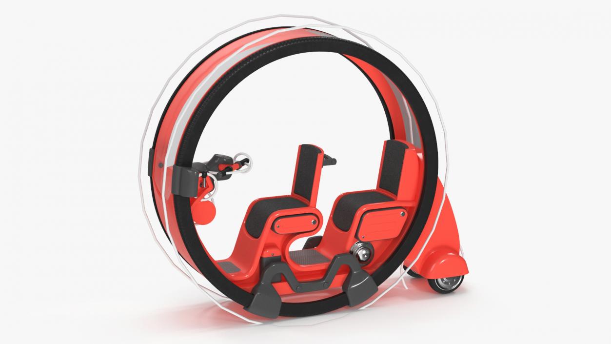 3D Futuristic Personal Vehicle Tube Red Rigged model