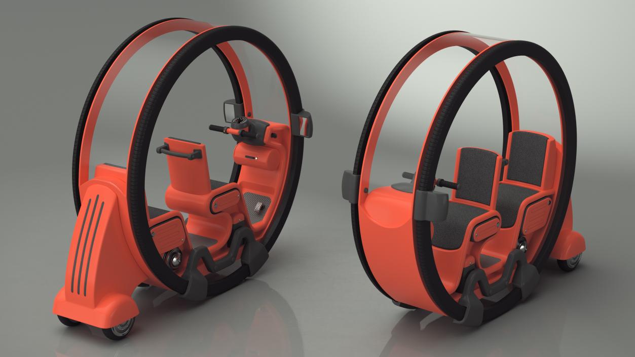 3D Futuristic Personal Vehicle Tube Red Rigged model