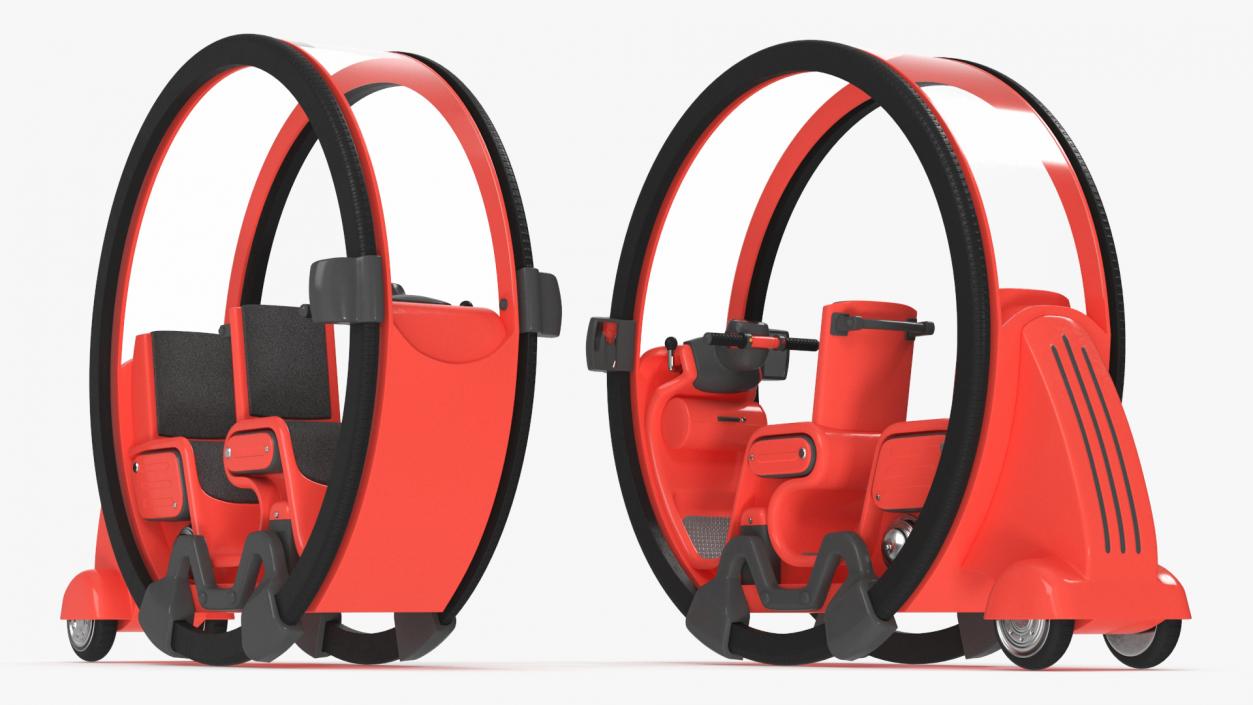 3D Futuristic Personal Vehicle Tube Red Rigged model