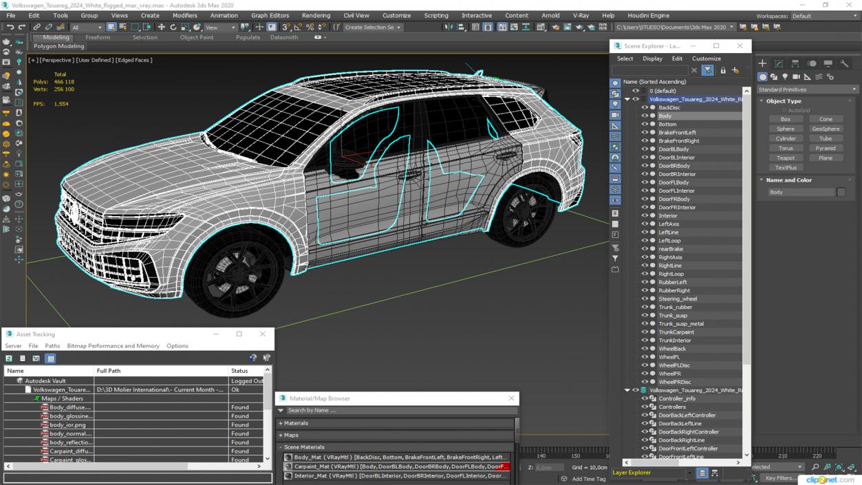 3D Volkswagen Touareg 2024 White Rigged