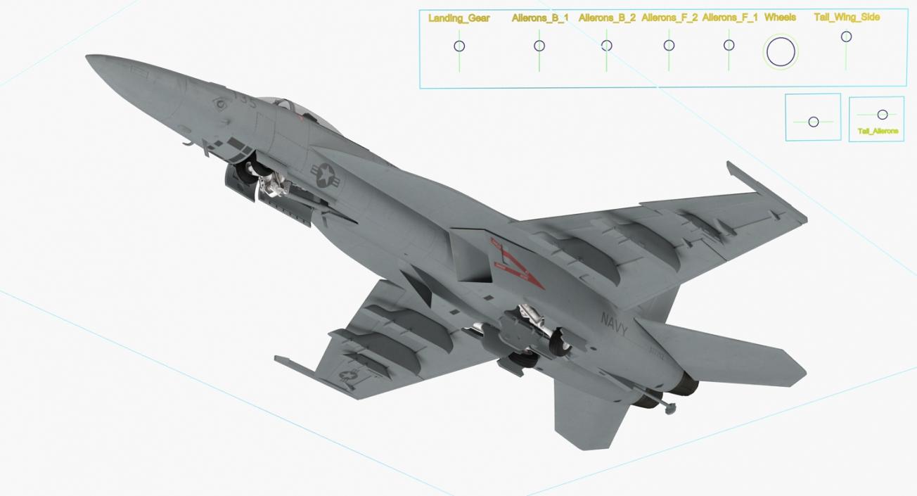 Fighter FA 18EF Super Hornet Rigged 2 3D