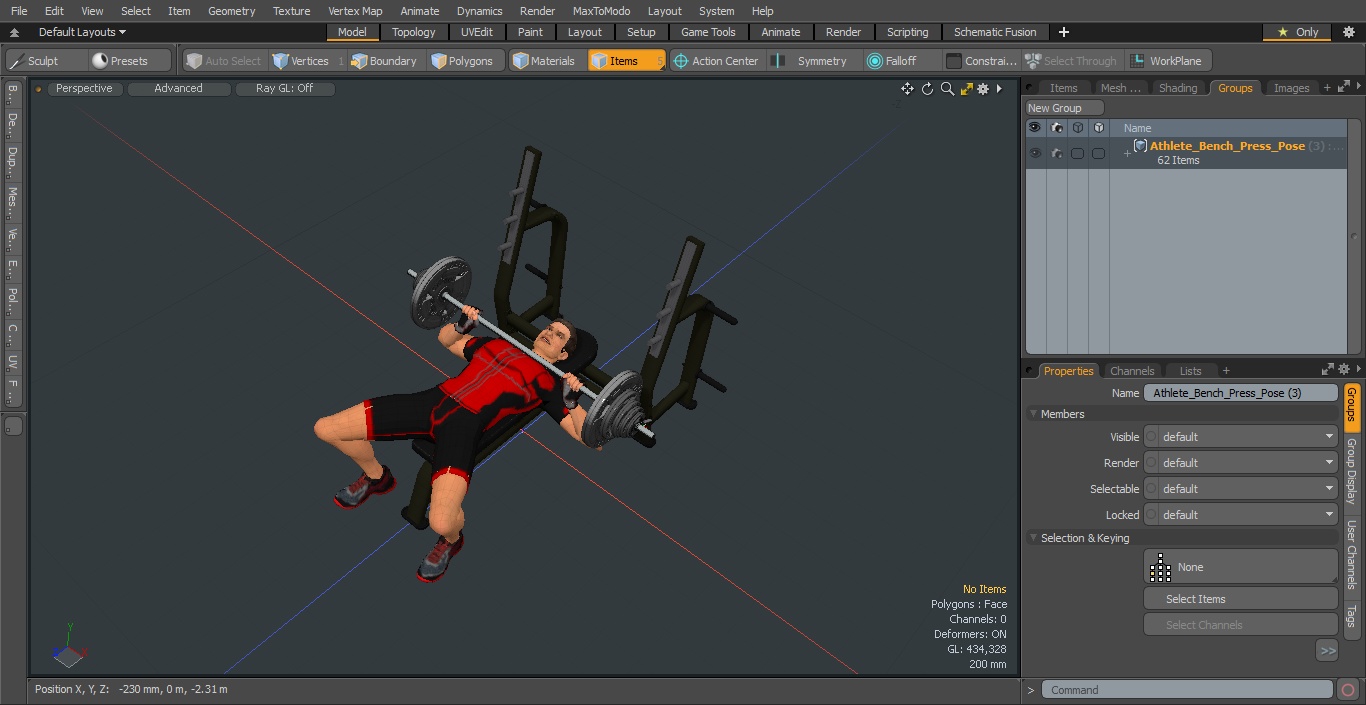 Athlete Bench Press Pose 3D model