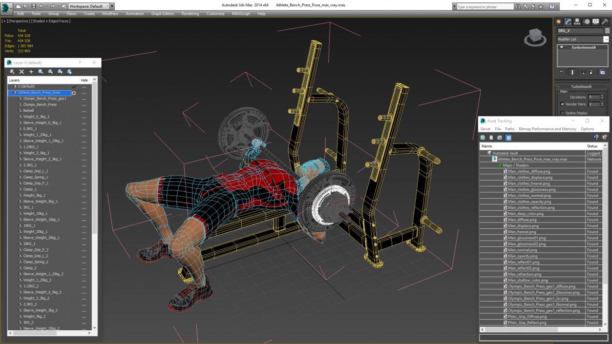 Athlete Bench Press Pose 3D model