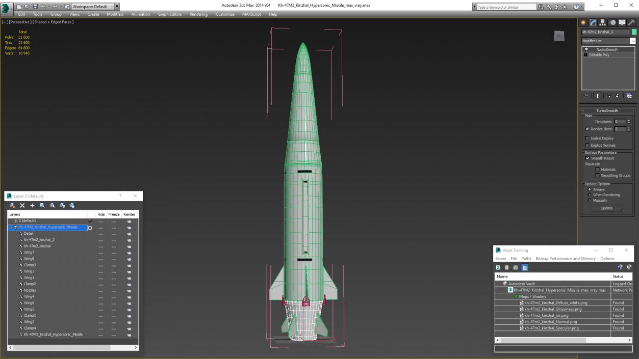 Kh-47M2 Kinzhal Hypersonic Missile 3D model