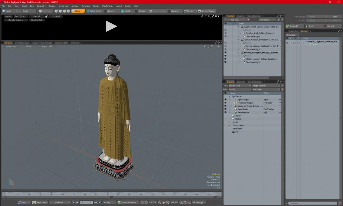 3D Statue Laykyun Sekkya Buddha model