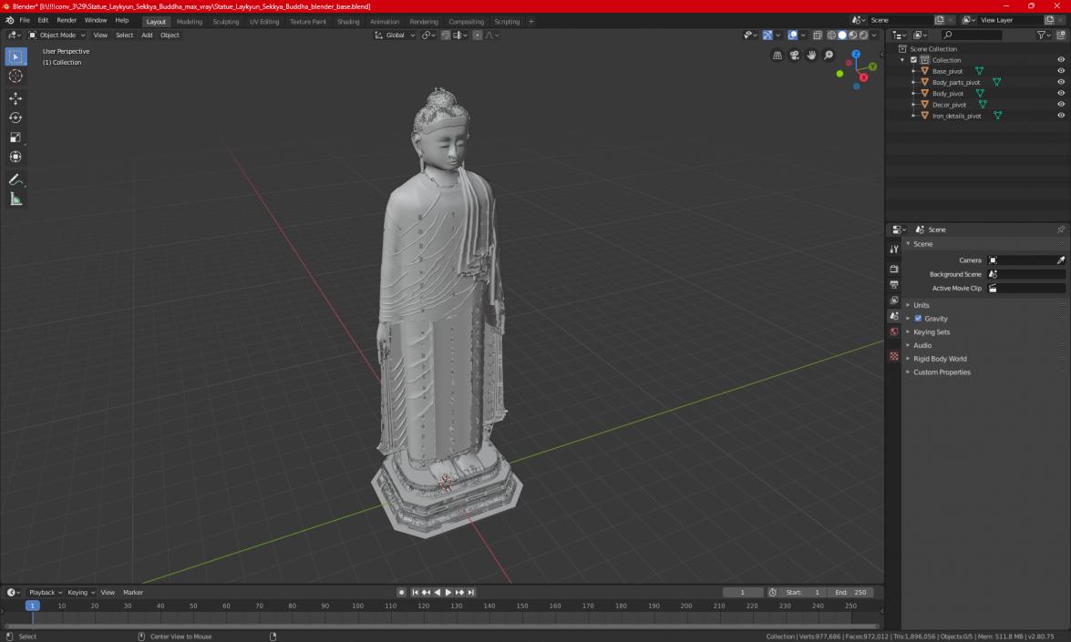 3D Statue Laykyun Sekkya Buddha model