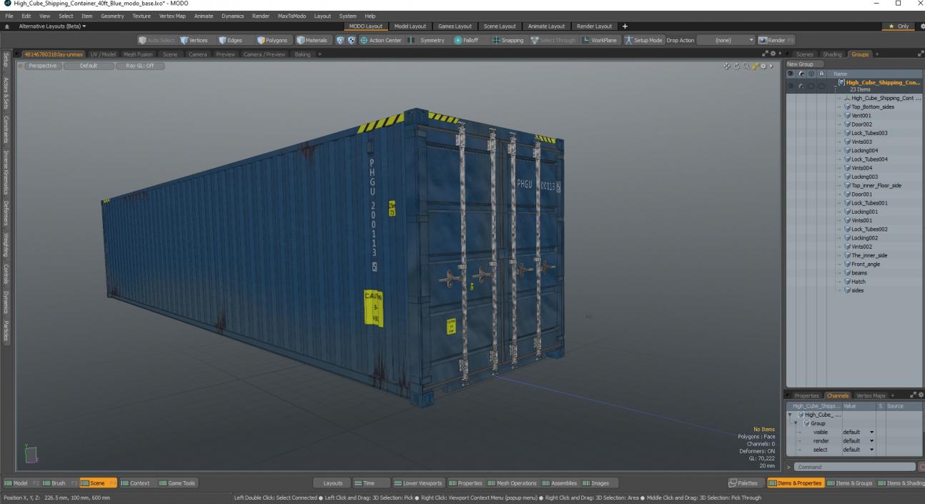 3D High Cube Shipping Container 40ft Blue model