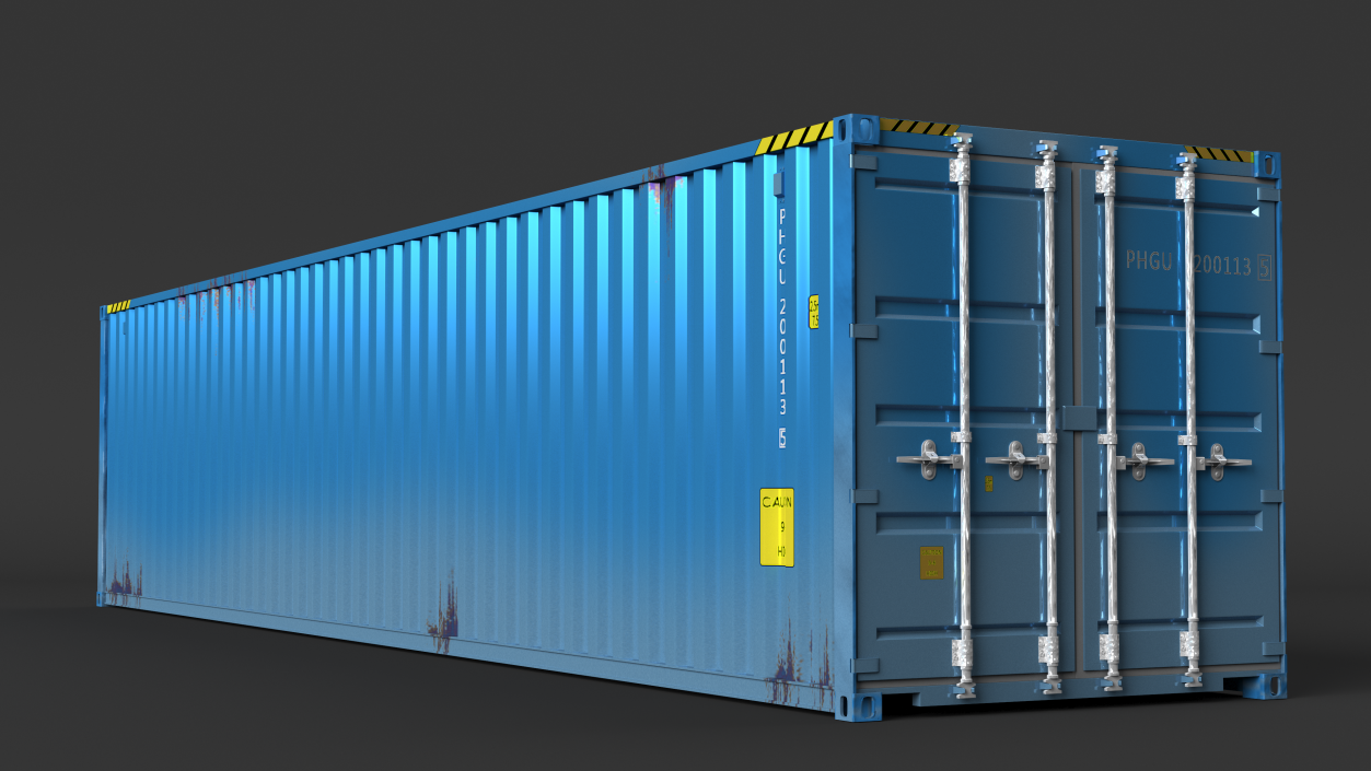 3D High Cube Shipping Container 40ft Blue model