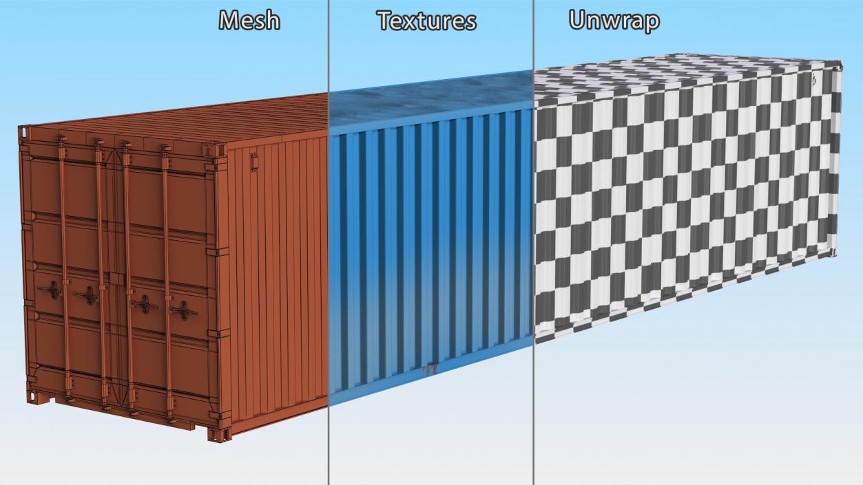 3D High Cube Shipping Container 40ft Blue model