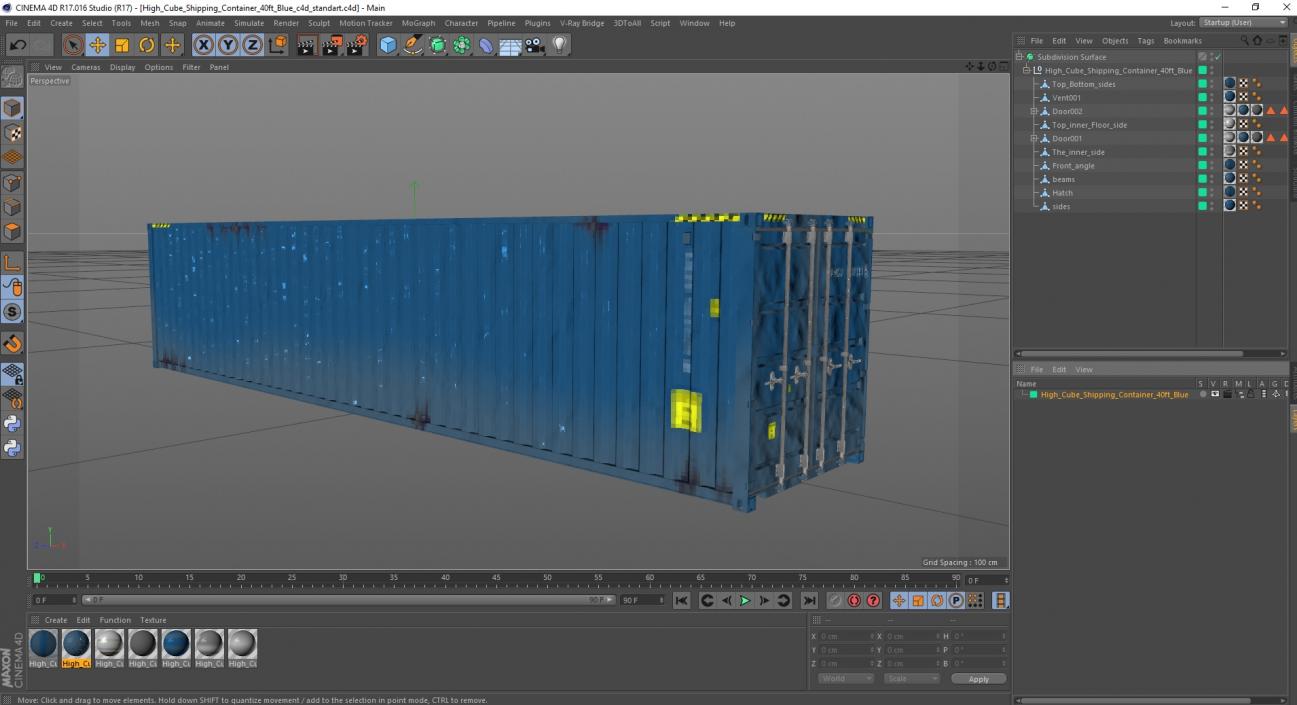 3D High Cube Shipping Container 40ft Blue model