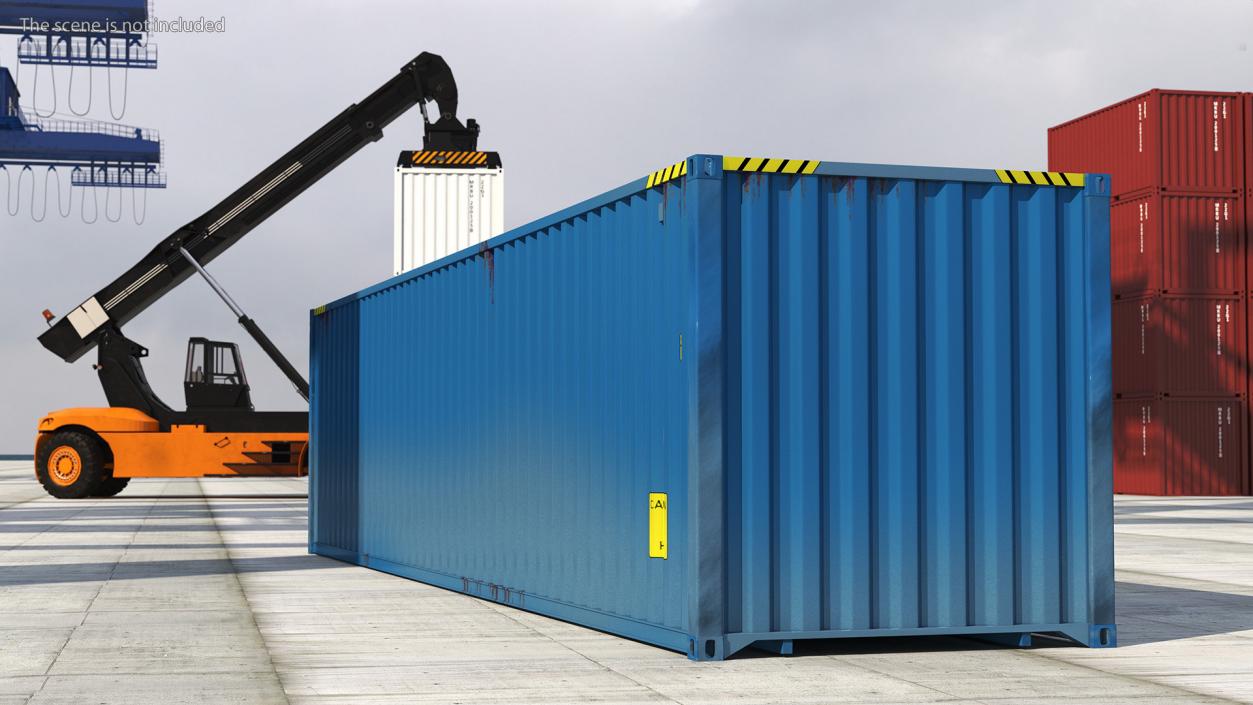 3D High Cube Shipping Container 40ft Blue model