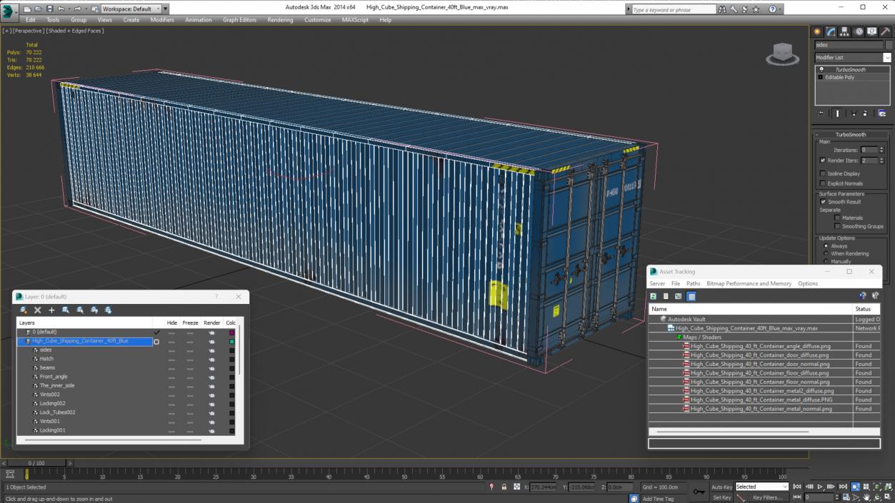 3D High Cube Shipping Container 40ft Blue model