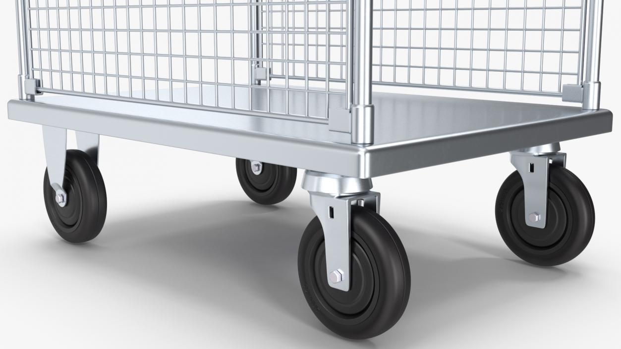 Platform Trolley Two Railing with Cardboard Boxes 3D model