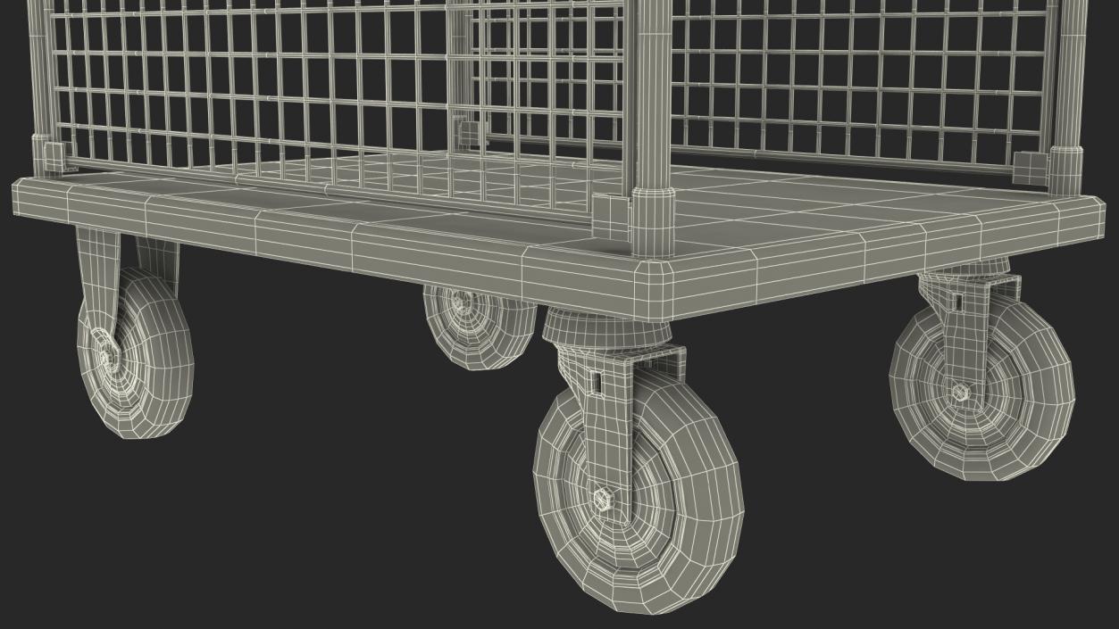 Platform Trolley Two Railing with Cardboard Boxes 3D model