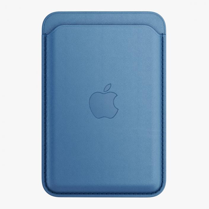 3D iPhone Leather Wallet with MagSafe Baltic Blue