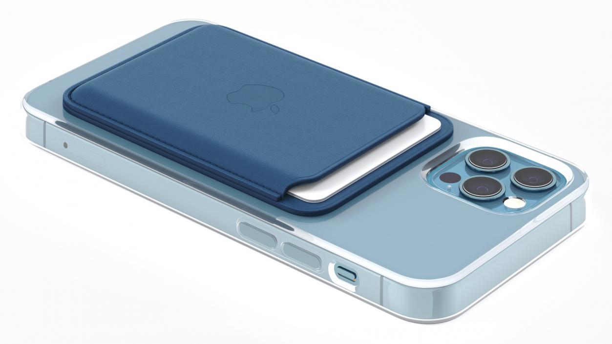 3D iPhone Leather Wallet with MagSafe Baltic Blue