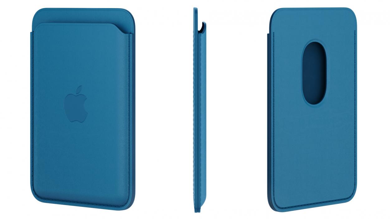 3D iPhone Leather Wallet with MagSafe Baltic Blue